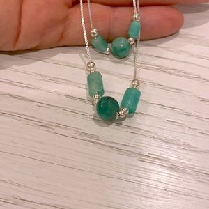 BN 925 Sterling Silver Necklace With Real Emerald